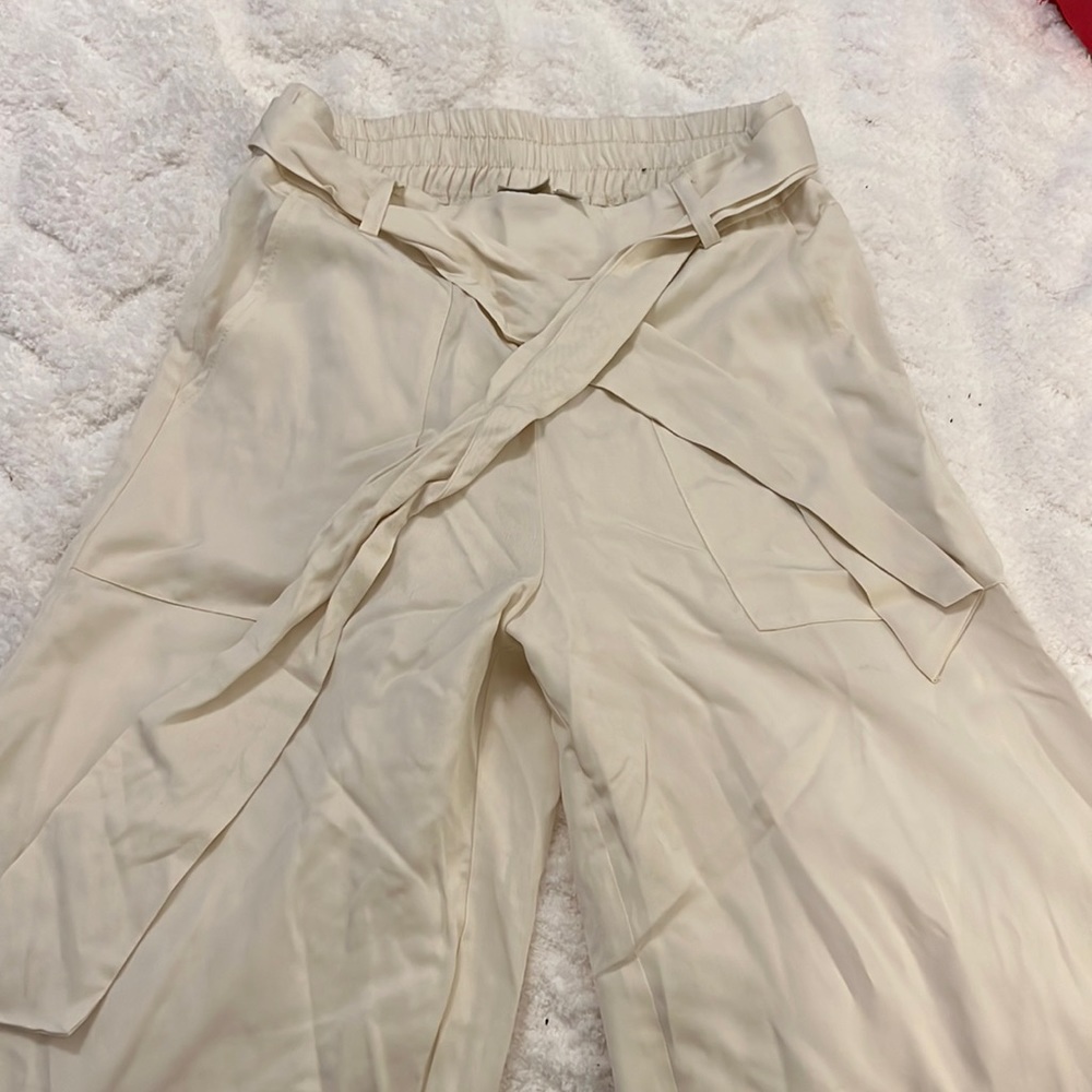 Cream wide leg pants